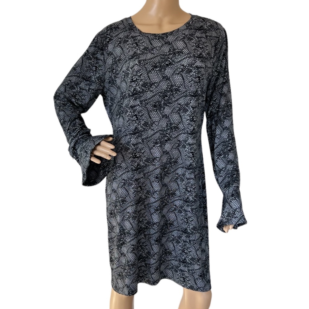 MICHAEL KORS Women's Black & Gray Floral Mesh Lace Print Dress ~ Ladies Size XL